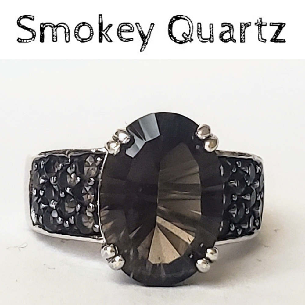 Smokey Quartz Ring, Sterling Silver Ring.